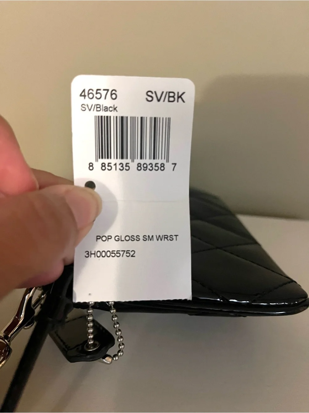 NWT Coach Poppy Black Patent Leather Quilted Wristlet
